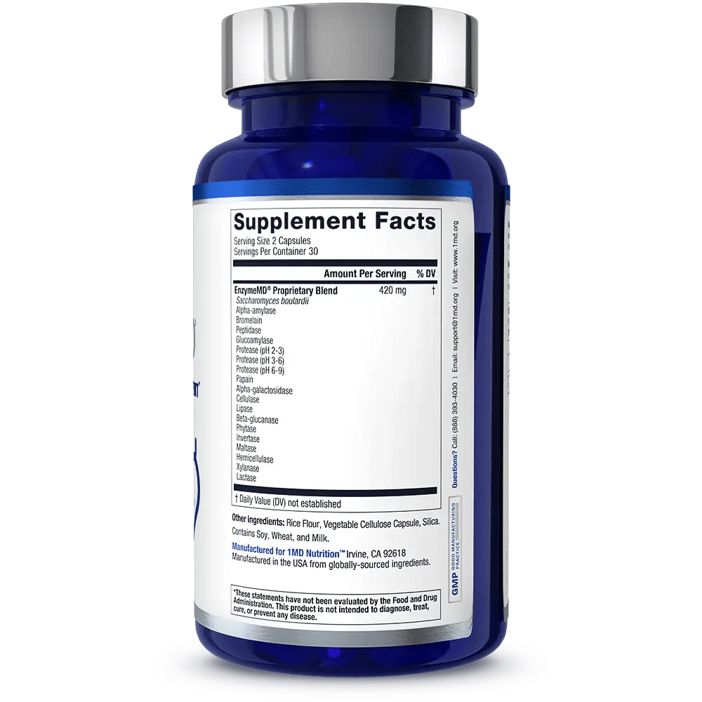 1MD Nutrition EnzymeMD bottle render supplement facts side